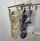 Thai-Style Splash Ink Dye Mesh Wrap Chest Vest Irregular Stacked Folded Sleeveless Top