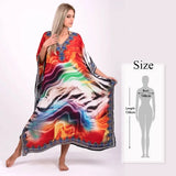 Black Oversize V Neck Moroccan Kaftan Beach Dress Plus Size Women Summer Half Sleeve Side Split Midi Dress Tunica