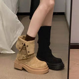 Fashion Two Wear Two-In-One Martin Boots Girl 2025 New Wilderness Wind Pine Cake Thick Bottom Over The Edge Of The Short