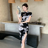 Style Sexy Banquet Dress New Want To Improve The Cheongsam Retro Print Feel National Style