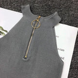 Summer Women Slim Knitting Off-shoulder Tank Crop Tops Female Knitted Camisole Cropped Sleeveless Short T-shirts