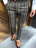 Autumn New Business Casual Striped Printed Pencil Pants For Men Mid Waist Long Pants Streetwear Fashion Men's Slim