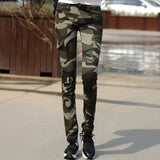 Women Camouflage 2019 Spring Army Green High Waist Lady Vintage Elastic Calcas Feminina Pantalone Mujer Pencil