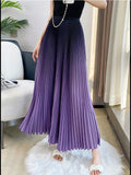Gradient Pleated Long Skirt- Outfit