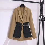 Dress 2025 High-End Temperament High Impact Belt Suit Splicing