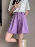 100% Cotton Korean Oversize 4Xl Shorts Women Harajuku High Waist Fashion Wide Leg Short Pants Summer Solid All Match