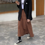 Houndstooth Knitted Skirt Female Autumn Winter High Waist Plaid Umbrella Long Skirt Women Black Tassel Midi A-Line