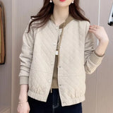 Zingj Women's Short Jacket Fall 2024 New Korean Version Casual Fashion Port Style Diamond Plaid Jacket Cardigan Jacket-Outfit
