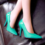 SGESVIER Female Sexy Thin High Heel Fashion Pointed Toe Pumps Slip On Dress Spring Autumn Shoes Plus Size 48 Blue Pink Black