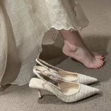 Salt Blue Sense French Temperament Baotou Sandals Women 2025 Spring And Summer New Fine Heel Head Back Empty Single