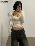 Y2k Aesthetic Slim Women Sexy Crop T-shirt Vintage Letter Print Streetwear Grunge Tshirts Harajuku Vintage Gothic Tee