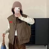 Fashion Street Down Vest Women Wear Winter New Light Letter Embroidery Double-Sided Wear Students Warm Vest Tide-Outfit