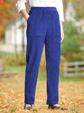 Corduroy Casual Solid Color Pocket Trousers