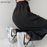 Leg Pants Women Baggiest Harajuku Femme Streetwear Joggers Heart-Stitch Aesthetic Drawstring Pantalones Loose Soft