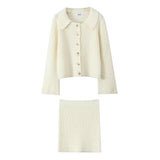 Spring Long Sleeve Clasp Dress Loose Sweater Tight Skirt Knit