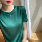 Zingj Summer Women's T-Shirt New Super Soft Bat Sleeve Simple Short-Sleeved Women's Top Bottom With Sleeveless Vest-Outfit