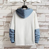 New Contrast Color Men's Hooded Male Personality Handsome Bottoming Shirt 2021 Student Sweatshirt Hoodie