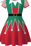 Snowman Print Christmas Women 2023 New Short Sleeve Elegant Vintage Party Xmas Dress Robe Femme Casual Femal