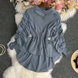 Zingj Net Color Tightened Long-Sleeved