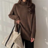 Zingj New Fall / Winter 2023 Retro Lazy Wind Coat With A Long-Sleeved Knit Bottom Turtleneck-Outfit