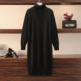 dress autumn and winter women's loose long sweater pullover turtleneck solid casual