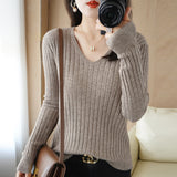 Zingj New Spring And Autumn V-Neck Vertical Knit Short Sleeve Women's Collar Slim Solid Color Wool Undershirt Jacket-Outfit