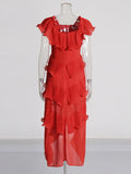 Yujie Style Dress Woman 2025 Spring New Sexy Hottie Sleeveless Shoulder Wood Ear Senior Feeling