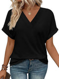 New Women's Dress Casual Round Neck Striped Multi-Color Short-Sleeved Overseas Hot T-Singing