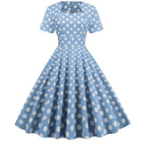 Women Casual Wiggle A-line Summer Dresses Pleated 50s 60s Elegant Retro Vintage Cockatail Party Swing Rockabilly Dress