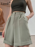 Suit Shorts Women 2022 Straight Leg Mid Waist With Zipper Button Pockets Ladies Summer Clothes Casual Loose Short
