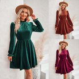 2025 Winter New Women's Casual High Collar Velvet Solid Color Waist
