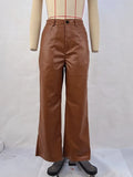 Zingj Women's Leather Pants High Waist Straight Leg Casual Pants Show Slim Retro Pants Loose Wide Legs Autumn And Winter