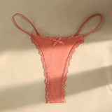 Sports Thin Sexy Lace Thongs Breathable Traceless Women's Underwear Low Waist Cotton Crotch Bow Panties Seamless