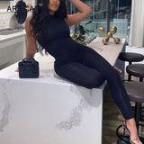 Mock Collar Sleeveless Skinny Jumpsuit Women 2020 Summer Casual Bodycon Rompers Ladies Streetwear Bodysuit