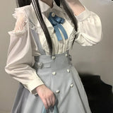 Kawaii Girl Sweet Cute Lolita Hollow Out Shirt Autumn Y2k Aesthetic Lace All Match Blouse Top Women New JK Loose