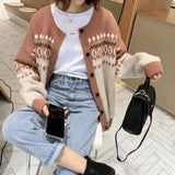 ethnic style 2021 new jacquard sweater knitted women's jacket cardigan women loose round neck ladies