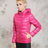 New Spring Autumn Ultra Thin Women Jacket Short Design Hooded Duck Down Coat Female Stand Collar Plus Size