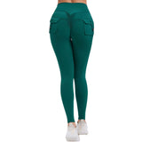 Zingj Butt Overalls Tight Pocket Yoga Pants Female High Waist Elastic Lift Hip Button Speed Dry Running Fitness Pants Women-Outfit