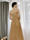Elegant Spaghetti Strap Long Dress For Women Fashion One Piece Eevening Prom Party Robe Vestidos