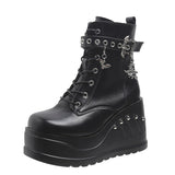 Thick Boots 2025 New Dark Gothic Rivet Slope And Short Boots Women's Size Martin