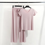 Home Clothes 2 Pieces Set Lady Home Suit Summer Women Lounge Wear Autumn Loose Homewear Suit for Women Pajamas Pants