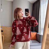 Autumn And Winter New Christmas Tree Pullover Female Korean Version Loose Lazy Wind Retro Color Sweater