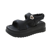 Summer New Platform Soft Leather Slippers Women Wear Cross-Platform Beach Shoes Casual Fairy Wind