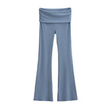 Zingj Trendy Women's Wear In Spring, The New Double-Layer Waist-Turning Sports Leisure Pants, Spicy Girls' Stretch Slimming Micro-Horn