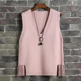 Sweater Vest Women Casual Loose Fringed Student Knitted Halter Korean Version of The Wild 2021 Spring Jumper