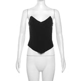 Autumn Fashion Trend Women's New Word Shoulder Repair Body Bare Back Solid Color Bhise Small