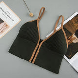 Tube Top Front Zipper Crop Tops Bra Women Camis Sexy Triangle Cup Navel Backless Underwear