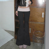 Girls Color Waist Low Waist Leisure Micro-Pants 2024 Slim To Show Thin Hot Girls Sports Knitted