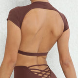 Zingj Nude Yoga Big Dew Back Speed Dry Tight Sports Top Outdoor Running With Chest Pads-Outfit