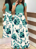 Summer New Summer Bohemia Flower Print O Neck Short Sleeve Women's Maxi Dress Fashion Patchwork Ladies Long Dress